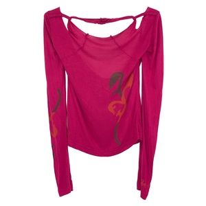 DIESEL | Fitted Long Sleeve Raw Edge Open Back Top